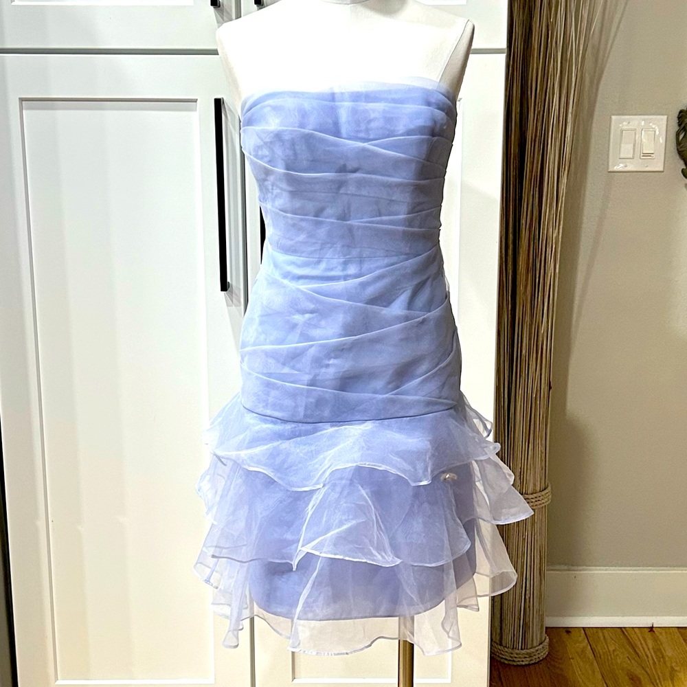 NWT David Bridals Strapless Tiered Dress With Drop Waist